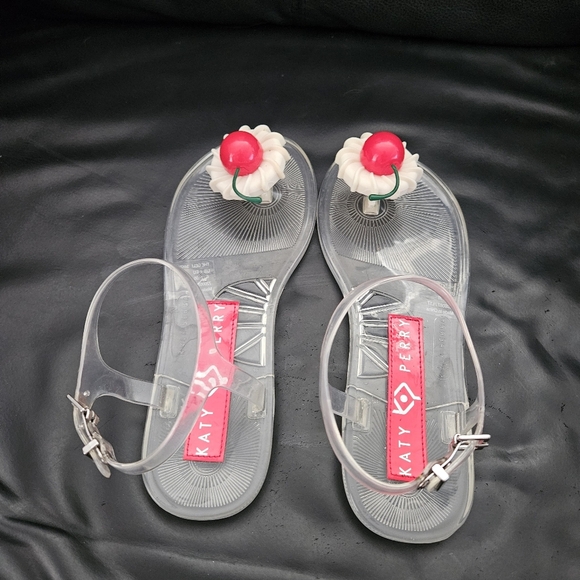 Katy Perry Clear Jelly Geli Cherry Flip Flops Sandals Shoes Pvc Sz 6 US - Picture 4 of 9